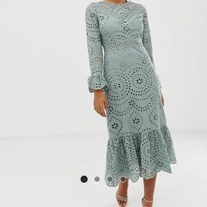 Asos Design Premium broderie maxi dress
